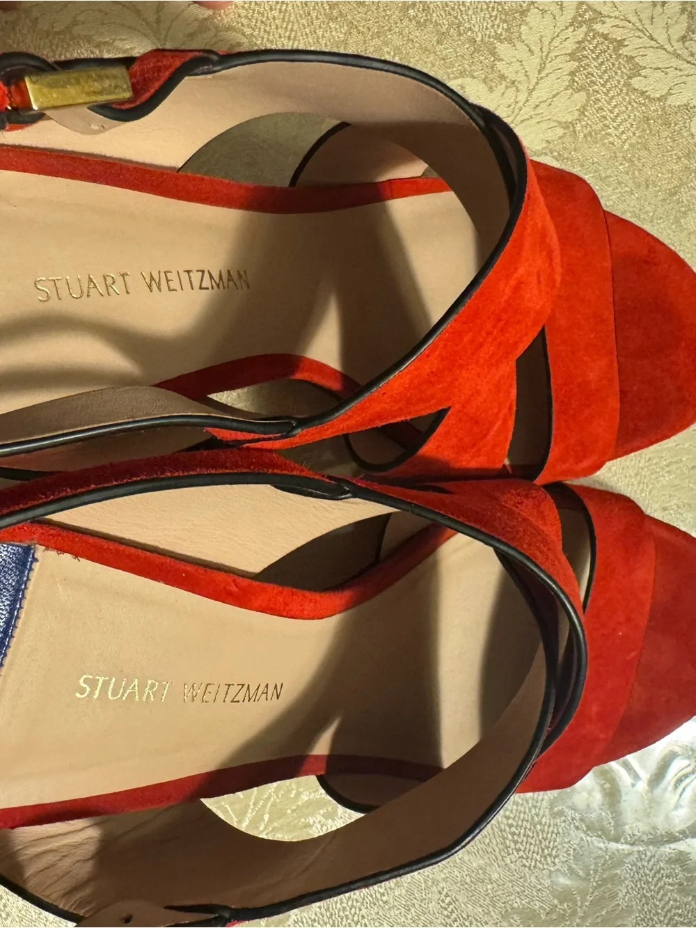 Stuart Weitzman Hester Red Suede Platform Heels 8.5